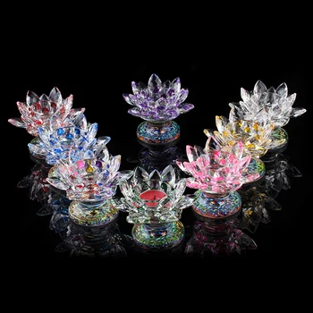 8colors Precej Kristalno Lotus svečniki Stekla Cvet Sveča Čaj Luči Imetnik Svečnik Ornament Feng Shui Dekor Zbirka 35522