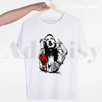 Marilyn Manson Matal Punk T-shirt za Moške Kratke Rokav Casual Moški Vrhovi Anime Risanke T Shirt Tiskanje Bela Majica s kratkimi rokavi Ženske Tees 3607