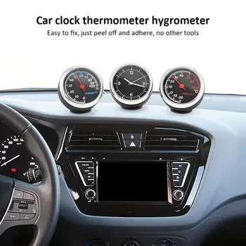 3Pcs/Set Mini Avtomobilske Ure Avtomobilski Termometer, Higrometer Trajne Quartz Ura Avto Digitalni Praktično nadzorne plošče Za Auto Čoln 37059