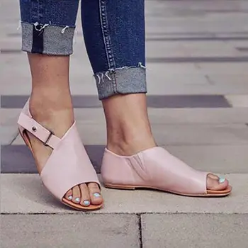 Barva Stanovanj čevlji ženske sandale 2019 nov modni sandali ženske osvetljeno buckled priložnostne ženske čevlji plus velikost čevlji 3748