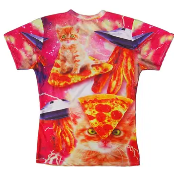 Maček 3D Natisnjeni T-majice Ženske Lepa Žival Pizza Slanina NLP Prostor Grafični Smešno Vzorec Tee Shirt Priložnostne Kratek Rokav Vrhovi 38153