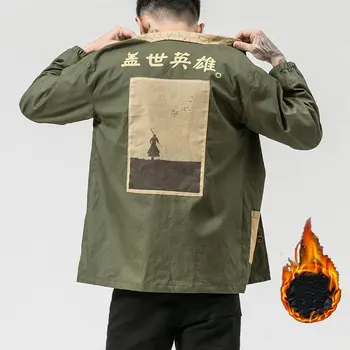 2021 Jeseni, Pozimi Junak Kanji Japonski Slog Moških Ulica Bombaž Jakna Črna Rdeča Hip Hop Debela Plast Oblačil M-5XL 38218