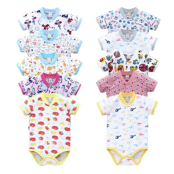 2020 Novih Malo Q Kratek Rokav Enega Kosa Bodysuits 10pcs/veliko novorojenčka čisto bombaž dekleta obleke poletje otroci natisnjeni oblačila
