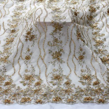 La Belleza zlato in druge 5 barv ročno težka beaded poročno obleko/večer/show obleko tkanine, čipke 47