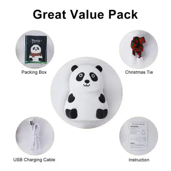 Lep Panda Silikonski Touch Senzor LED Nočna Lučka Za Otrok Otroka Otroci 7 Barv LED USB LED Nočna Lučka Za Dekle, Prijatelj 39874