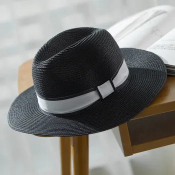 Seioum Nov ženski sombreros ženske poletni klobuk klasični črno roza girdle Panama sunhats Jazz Klobuk plaži klobuki za ženske chapeau 39916