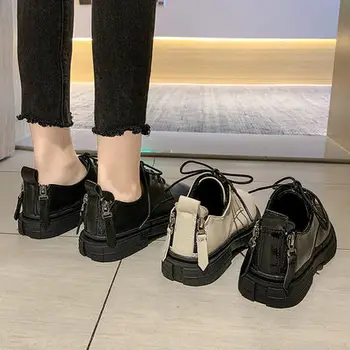 2020 novo korejska različica Britanske slog divje retro debelo dno plus žamet priložnostne majhen usnjeni čevlji ženske 40075