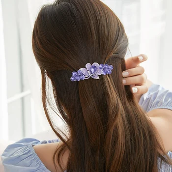 CHIMERA Stilsko Nosorogovo francoski Barrettes za Ženske Bling Kristalni Cvet sponke za Lase Objemka Hairgrips Modni Nakit