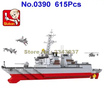 Sluban 615pcs vojska destroyer ima vojne ladje bojne gradniki Igrača 4156