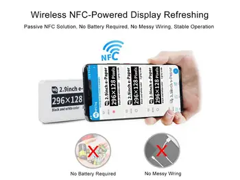 Waveshare 2.9 palčni Pasivni tehnologiji NFC-Powered e-Knjiga, Brez Baterije, Brezžično Napajanje & Prenos Podatkov 41808