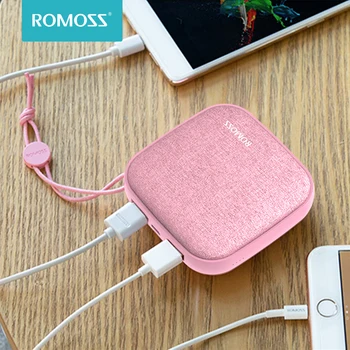 ROMOSS LC10 Mini Power Bank 10000mAh Dvojno USB Tkanine Prenosni Polnjenje Powerbank S Premičnim Obroč Za iPhone Xiaomi 4213