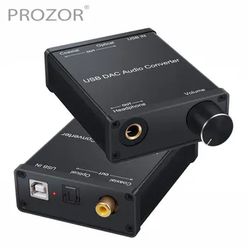PROZOR USB Audio DAC Pretvornik Napajalnik z Ojačevalcem za Slušalke USB za Koaksialni S/PDIF Digitalnega v Analogni 6,35 mm Audio Zvočne Kartice