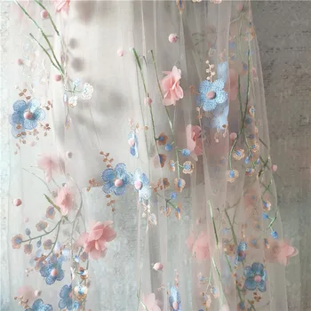 Novo gaza tkanine Tri dimenzionalni cvet žogo Nalepko tissu Krilo obleko zavese mozaik