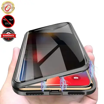 Magnetno Ohišje za Samsung Galaxy Note 20 S20 Ultra S10 Plus Zasebnosti, Dvojni Stranski, Kaljeno Steklo Kovine Odbijača Anti-Peep Pokrov 4299