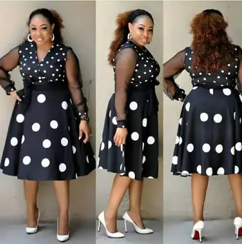 2019 novo elegent modni slog poletje afriške ženske lepote plus velikost kolena-dolžina obleko 43340