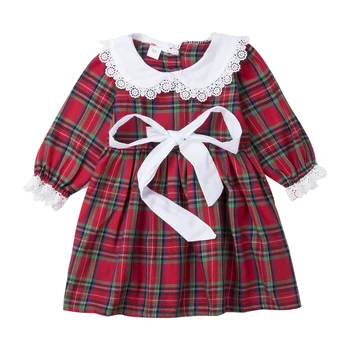 Xmas obleko 2019 Ujemanje Otroci Baby Dekle Velika/mala Sestra dolgimi rokavi rdeče Kariran Ruffle obleko Božič Santa Stranka oblačila 43954