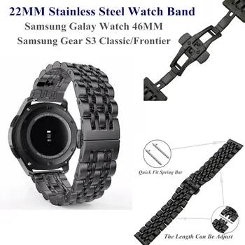 22 MM Nerjaveče Jeklo, Kovinski Watch Band za Samsung Galaxy Watch 46MM Manšeta Zamenjava za Orodje S3 Classic/Obmejni Zapestnica 4437