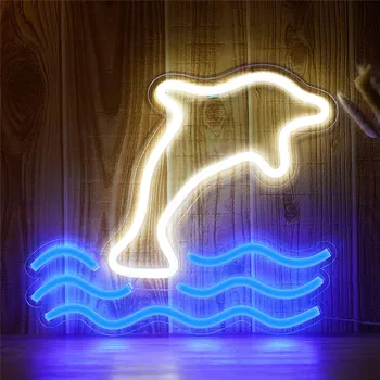 Dolphin, Neon, Luči LED Neon Znak Stenske Luči za Spalnica Dekoracijo Poroke Bar Valentinovo Stranka USB Božično Noč Luči 45603