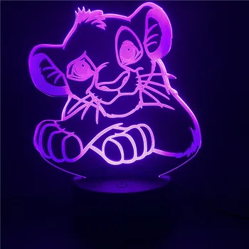Disney Levji Kralj Simba Akril 3d Led Nočna Lučka Lučka za Childrne Cartoon Živali Nočna za Otroke Spalnica Dekor Darila 4572