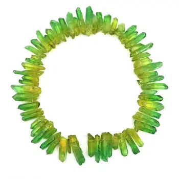 Lepo Zeleni in Rumeni barvi Titana Aura Lemurian Quartz Crystal Točke Zdravilni Kamen Dekor Naravnih Kvarčni Kristali 46211