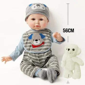 56 CM Silikonski Prerojeni Baby Doll Igrače Malčka Dojenčki Lutke fantje s Nosijo Igrače otroci darila Veren Modna oblačila baby doll