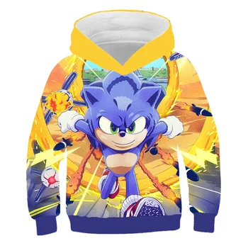 Moda sonic Tiskanja Fantje Dekleta Majica Priložnostne Sonic Hedgehog 3D Hoodies jeseni, Pozimi Long Sleeve Hooded Otroci Oblačila 46918