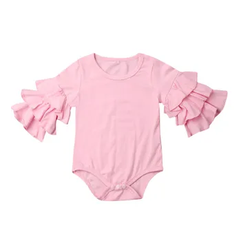 Novorojenega Dojenčka Baby Girl Obleke Pomlad Jesen Barva Plasti Ruffles Dolg Rokav Bodysuits Bombaž Obleko 47051
