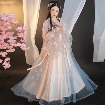 Hanfu Ženske Obleke Kitajska Tradicionalna Oblačila Festival Obleko Ples Kostum Vezene Starih Ljudskih Stopnji Uspešnosti Dekle Set 47056