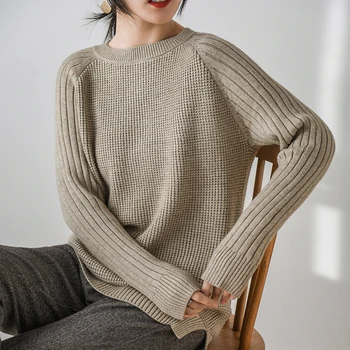 2020 Pozimi Novo O-Vratu Kašmir Volne In zadebelitev leni ohlapen Pulover Ženske, Plus Velikost korejski Top Modni Pulover