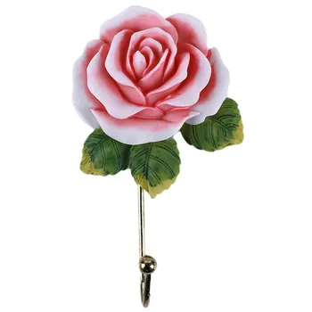 Stene Lepljivo obešalnik kljuke Nameščen Obešalnik Rose Cvet Smole za Plašč, Klobuk Haljo Brisačo Uporaben Obešalnik okraski