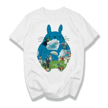 Studio Ghibli Hayao Miyazaki Anime Duha Stran Masko Totoro Risanka Moški Ženske 3D Obleke Poletje T-Shirt Majica Geek 4888