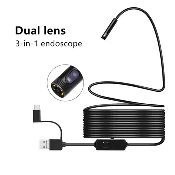 720P TIP-C USB 3In1 Dvojno objektiv Endoskop Kamera za Avto Prilagodljiv Fotoaparat Endoskop Kamera za Pametni telefon Android, PC Endoscopio 5001