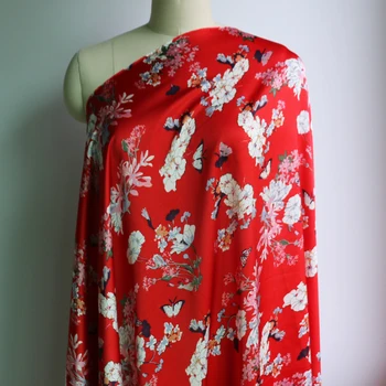 Cvetlični Poliester Charmeuse Tkanine, Obleka Kimono Materiala Krep Saten 50243