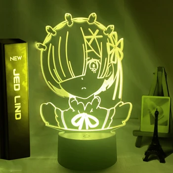 Anime Rem Re Nič Slika Noč Svetlobe Led Touch Senzor Barva Spreminja, Otroška Nočna za Spalnica Dekor Desk 3d Lučka Manga Darilo