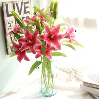 Valentinovo 2 veliki vodje umetno silikonski plastičnih lily ponaredek cvetje pravi dotik domov ureditev poroka tabela decorat 50464
