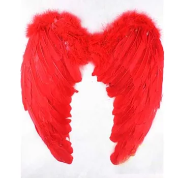 Rdeča Krila 1 Par Očarljivo Elegantna Gothic Vroče Angel Krilo Halloween Dekoracijo Kostum Stranka Padec Ladijskega Prometa Na Debelo 5107