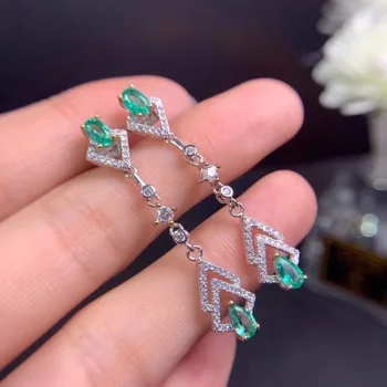 Emerlad Spusti Uhani za Stranke 4*6 mm Naravnih Smaragdno nakit sterling srebro andywen uho obroči za ženske, nakit