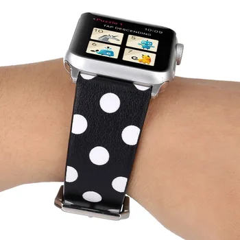 Moda Polka Dot Trak Za Apple Watch Band 38 mm 42mm 40 mm 44 mm Za iWatch Trak Usnjeno Zapestnico Pasu Za Serijo 1 2 3 4 5 5210
