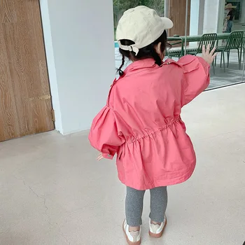 Otrok Windbreaker Suknjič 2020 Jeseni Novi korejski Slog Otroška Moda Zahodni Stil Pas, Objemala Deklice Suknjič Vrh Otroci 52213