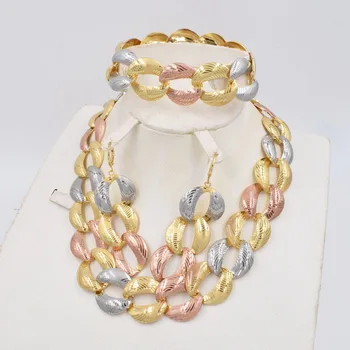 NEW Visoke Kakovosti Ltaly 750 Zlato barvo Nakit Set Za Ženske afriške kroglice moda ogrlico iz uhan nakit 52983