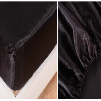 2017 novo svile Ravno List Opremljena Stanja Blazino Primerih Twin Polno Kraljica Kralj Velikosti Nestl Posteljnine Komplet z Globoko Žep Black 16