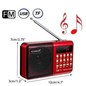 Novi Mini Prenosni Prenosni K11 Radio Večnamensko Polnilna Digitalni FM, USB TF MP3 Predvajalnik Zvočnika Naprave Potrebščine 5369