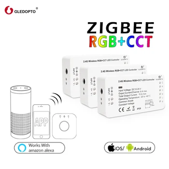 Gledopto Zigbee 3.0 2ID Smart RGB+SCT Stikalo DC12-24V LED Trak Glas Daljinsko Zatemnilno Stikalo Krmilnika Delo z Alexa ECHO 54225