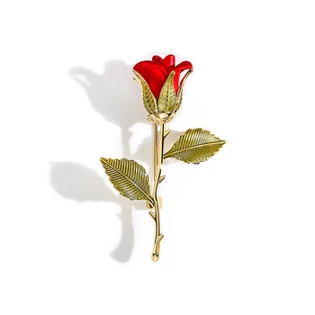 Visoka kakovost, čudovite rdeče rose cvet broška letnik emajl ženska stranka poročno obleko pribor broške darilo