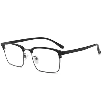 Cubojue Pregledna Očala Moški Ženske Pol Rimless Kvadratnih Eyebow Očala Okvir Človeka, Širokega Obraza, Očala za Kratkovidnost Optičnih vlaken 54805