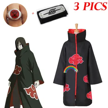 3 PICS Naruto Kostum Akatsuki Plašč, Cosplay Sasuke Uchiha Cape Cosplay Itachi Oblačila kostum Akatsuki VSI ČLANI 11SETS 55893