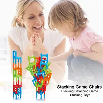 16pcs Mini Stol Bilance Blokov, Igrače, Plastične Sklop Blokov Zlaganje Stoli Otroci Izobraževalne Družina Igra Uravnoteženje Usposabljanje Igrača