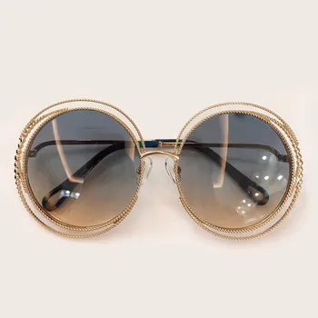 Nov Slog Okrogla Sončna Očala Ženske Luksuzne Blagovne Znamke Oblikovalec Veliki Kovinski Okvir Sončna Očala Ženski Odtenki 2019 Moda Prostem Očala 5664