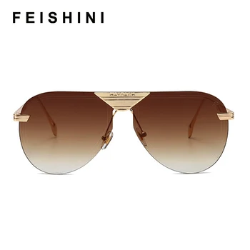 FEISHINI 2020 blagovne Znamke Kovine Rimless sončna Očala Moških Ogledalo Trendy Modni Pilotni Ženska sončna Očala z UV Zaščitnik Gradient Oculos 56731