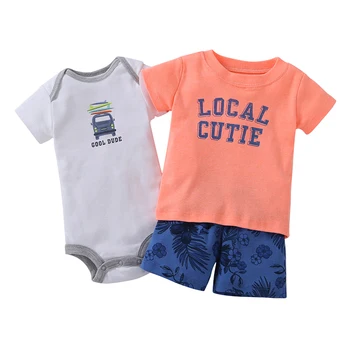 Poletje newborn baby boy oblačila kratek rokav T shirt vrhovi obleka, hlače obleko živali tiskanja kostum obleko za malčke oblačila sklop 56825
